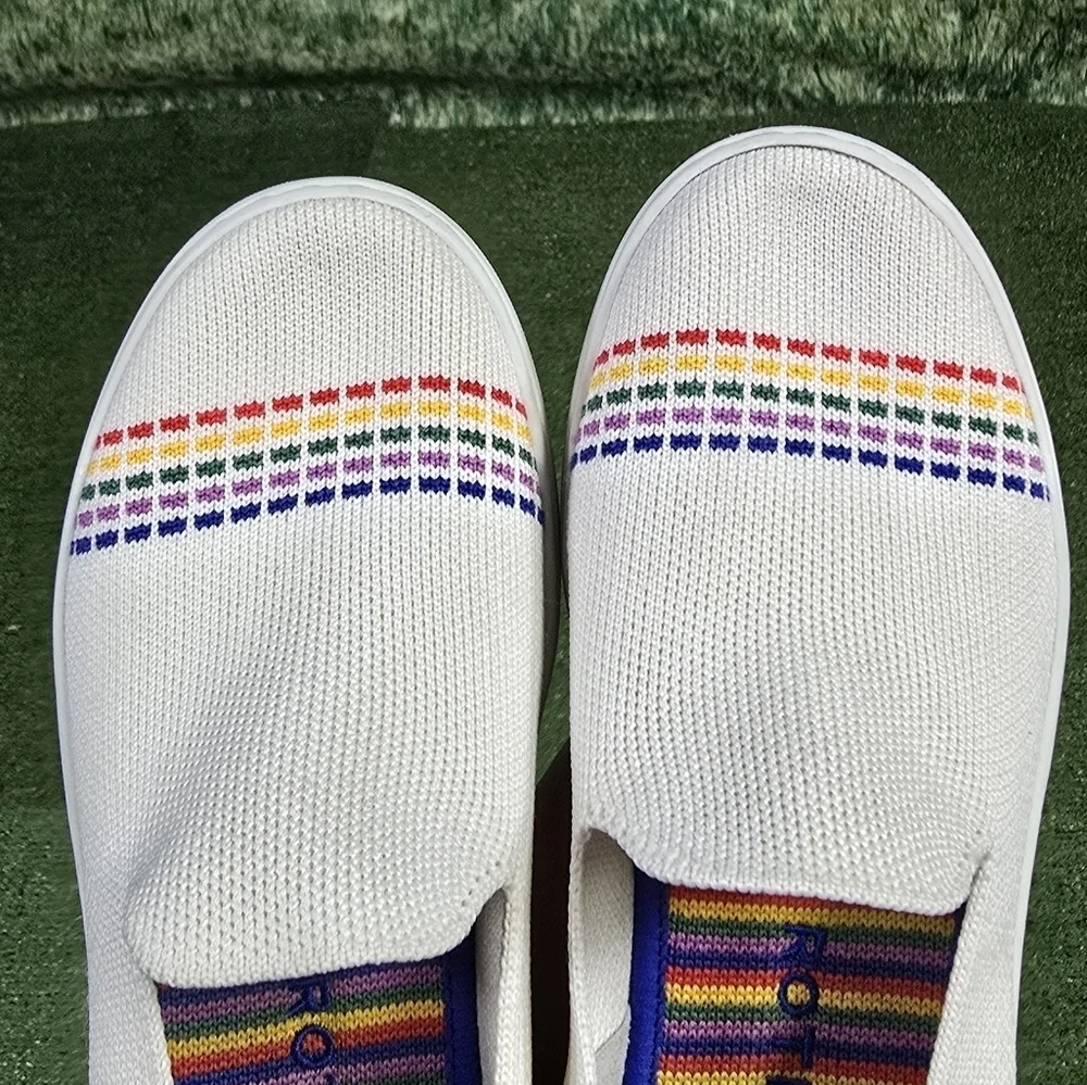 ROTHY'S | KIDS STRETCH KNIT CANVAS RAINBOW SLIP-ON SHOES